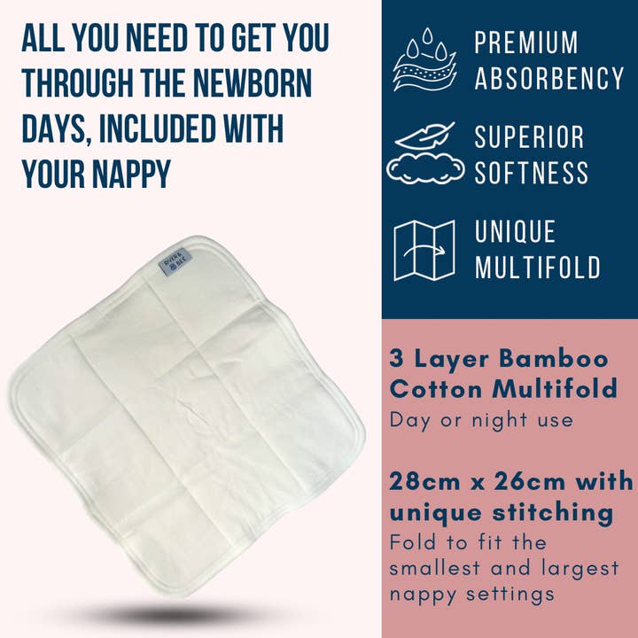 River & Bee - Wholesale Diaper (Cloth) - Baby - Bamboo Cotton Multifold Insert1