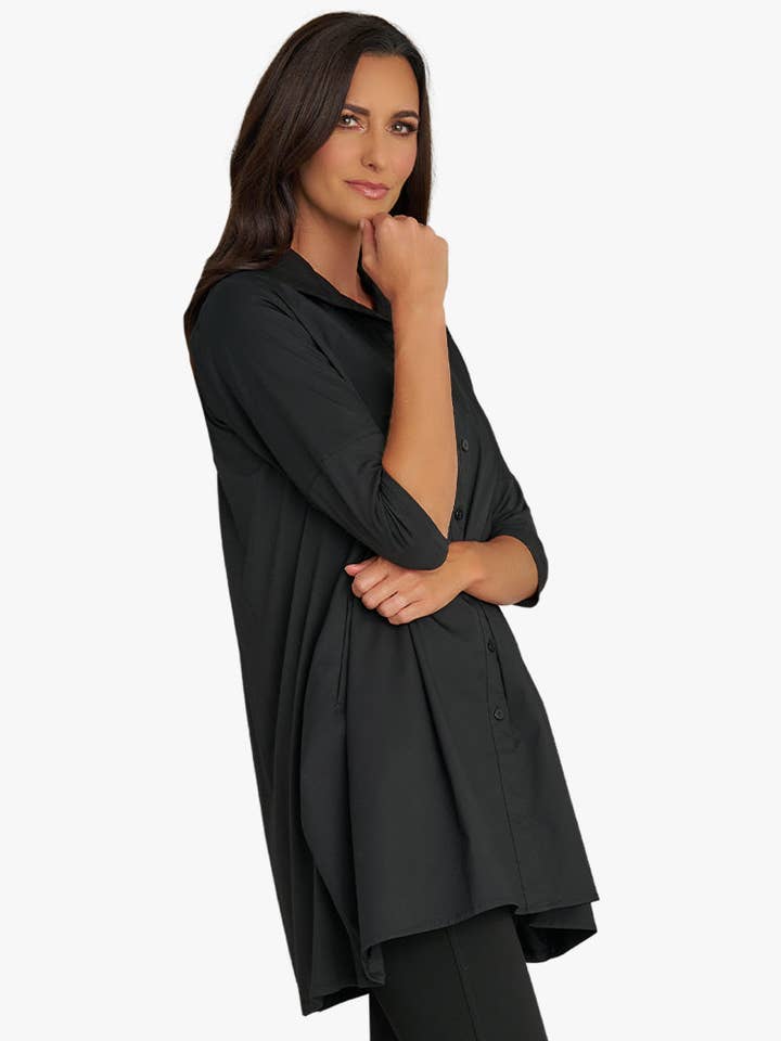 Stella Carakasi - Wholesale Tunic - Women's - Women's 3/4 Sleeve A-Line Cotton Poplin Tiburon Tunic Icon13