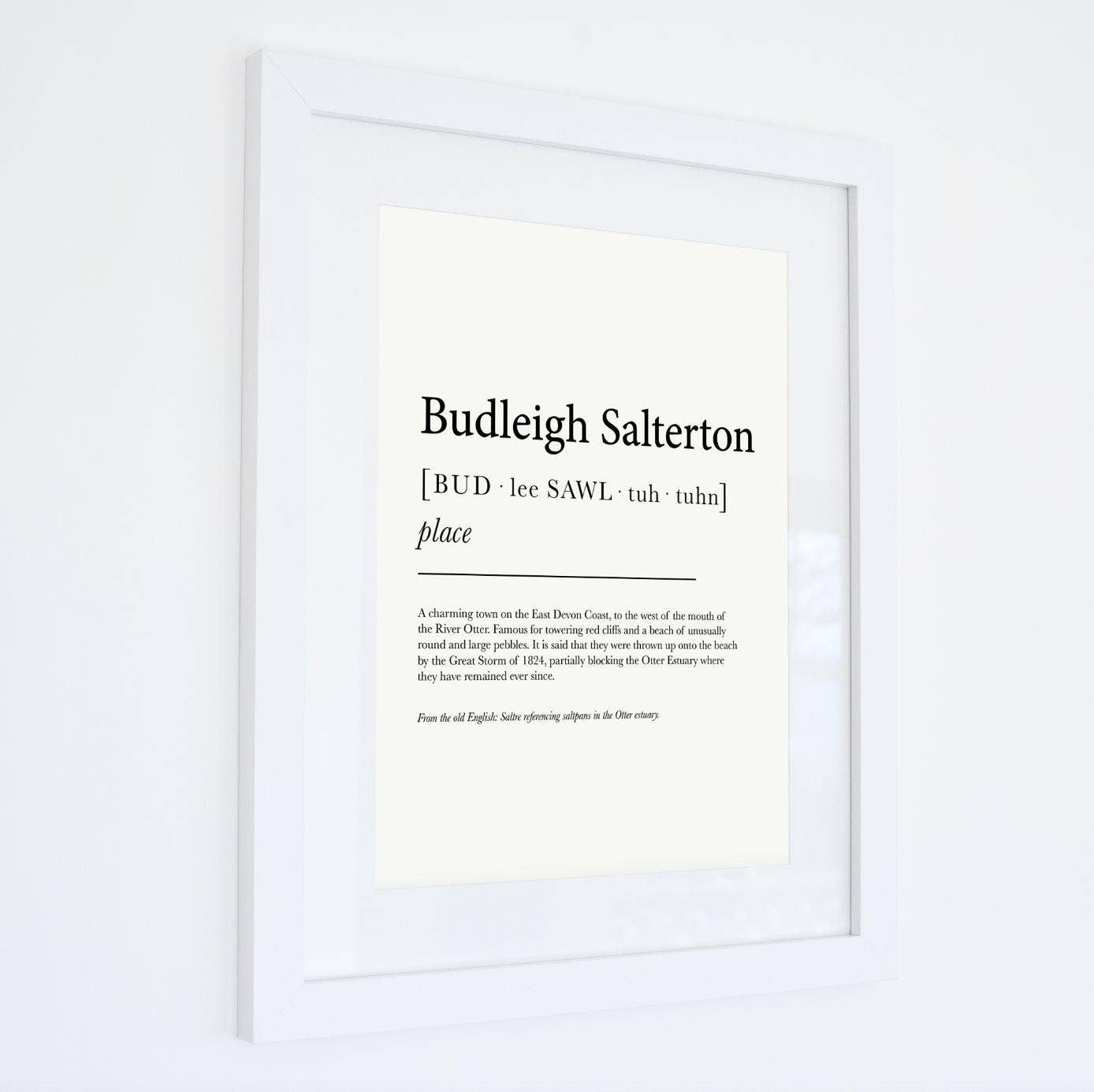 SeaKisses – wholesale Art print – Budleigh Salterton Definition Typographic Print2