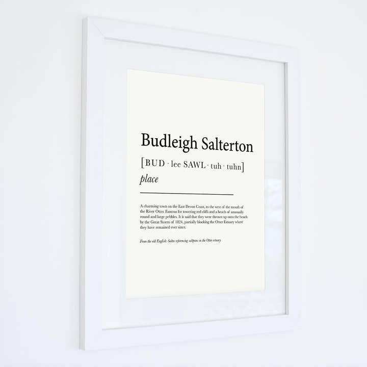 SeaKisses - Wholesale Art Print - Budleigh Salterton Definition Typographic Print2