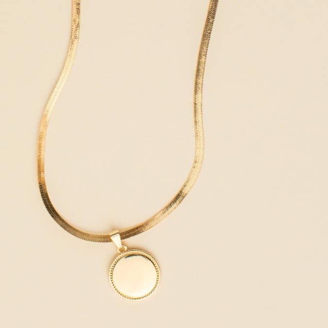 Jill Michael Jewelry - Wholesale Pendant/Charm Necklace - Banks Statement Coin Herringbone Necklace