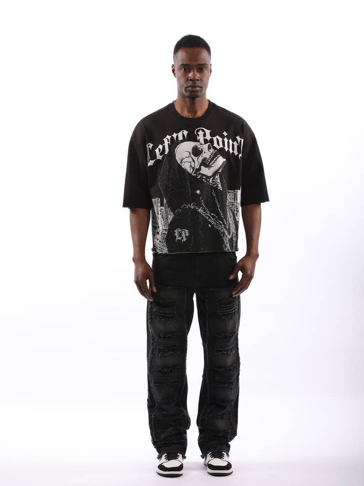 ☠️ “Left Point Grim Icon” Oversized Tee – Street Reaper Edition S25-1474 for wholesale by LEFT POINT