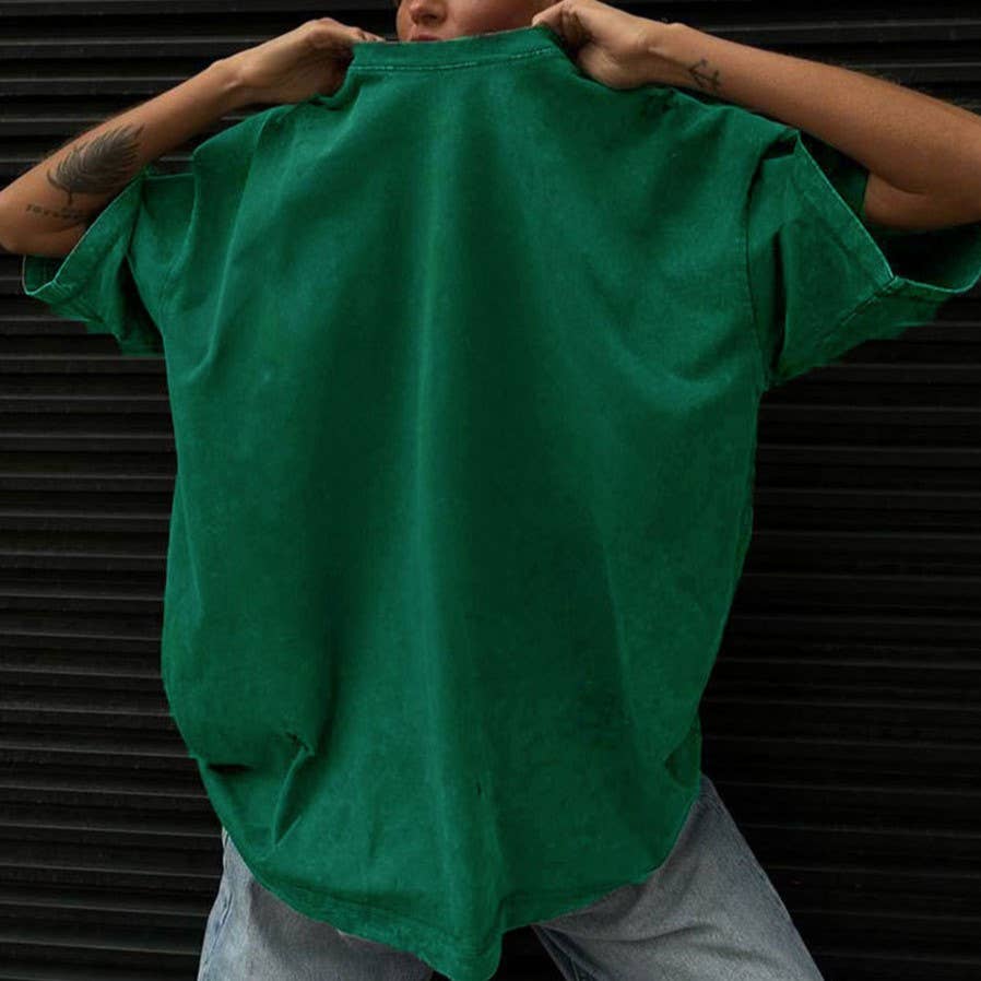 Rosa Clothing - Wholesale T-Shirt - Women's - Washed Distressed Crewneck Brushed T-Shirt2