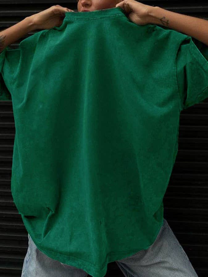 Rosa Clothing - Wholesale T-Shirt - Women's - Washed Distressed Crewneck Brushed T-Shirt2