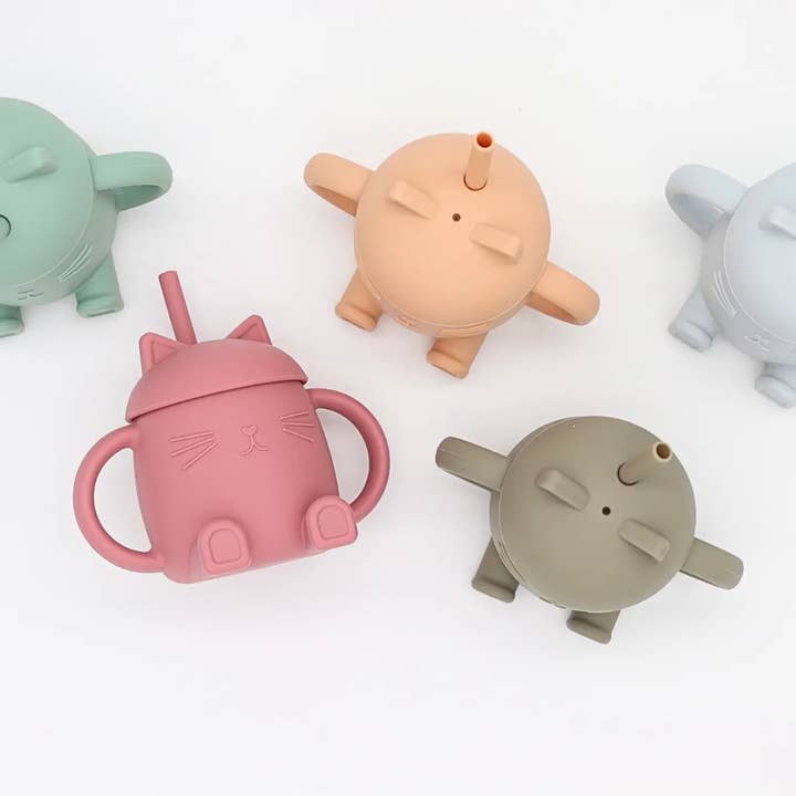 ChoO - Wholesale Drinking Glass/Cup - Glacier Blue Chatty Silicone Straw Cup1