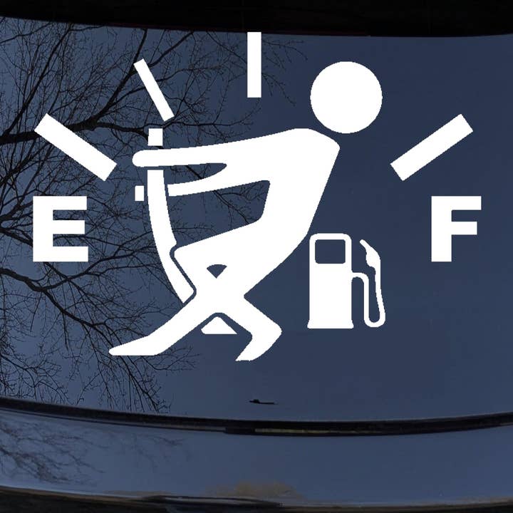Funny Gas Gauge Empty Full Car Truck Window Decal Sticker for wholesale by Rad Dezigns