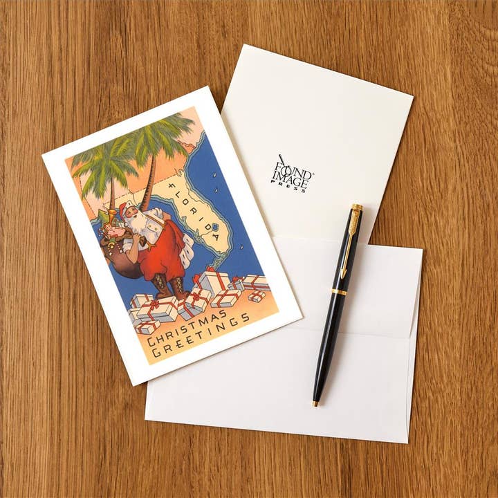 Found Image Press - Wholesale Stationery/Notecard Set - Greeting Card FL-1452 Christmas Greetings from Florida1
