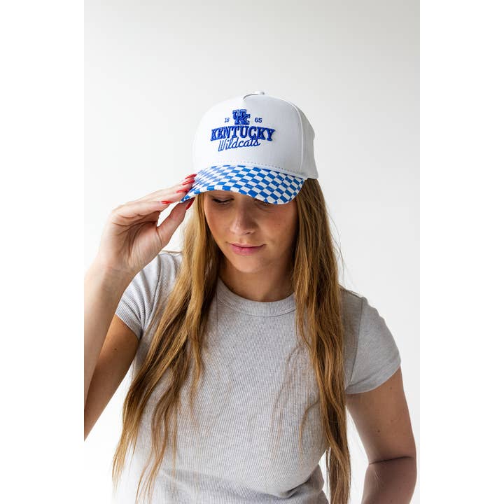 Gameday Social Apparel Co.® - Wholesale Trucker Hat - Women's - Kentucky Albon Checkered Canvas Trucker Hat