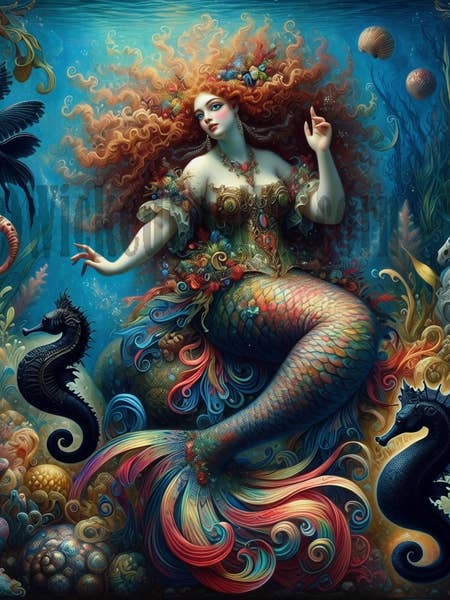 The Renaissance Mermaids 12 x 12 Prints for wholesale by Wicked Cool Unicorn