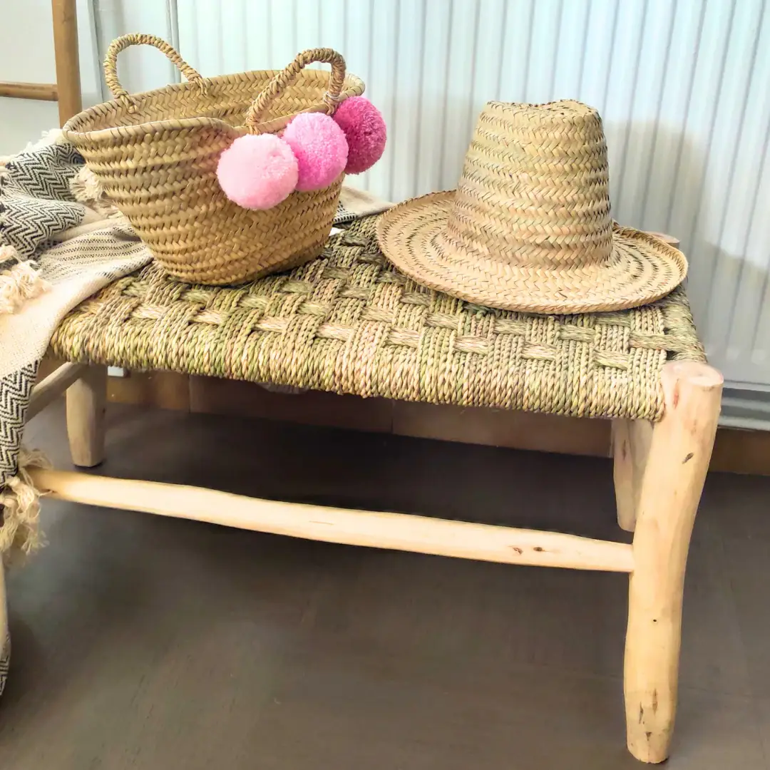 High crafty - Wholesale Bench - Handcrafted Moroccan Beldi Bench – Natural Wood & Doum4