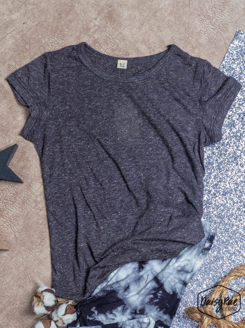 Gris T-shirt à manches courtes gris chiné pour fille en vente sur Faire