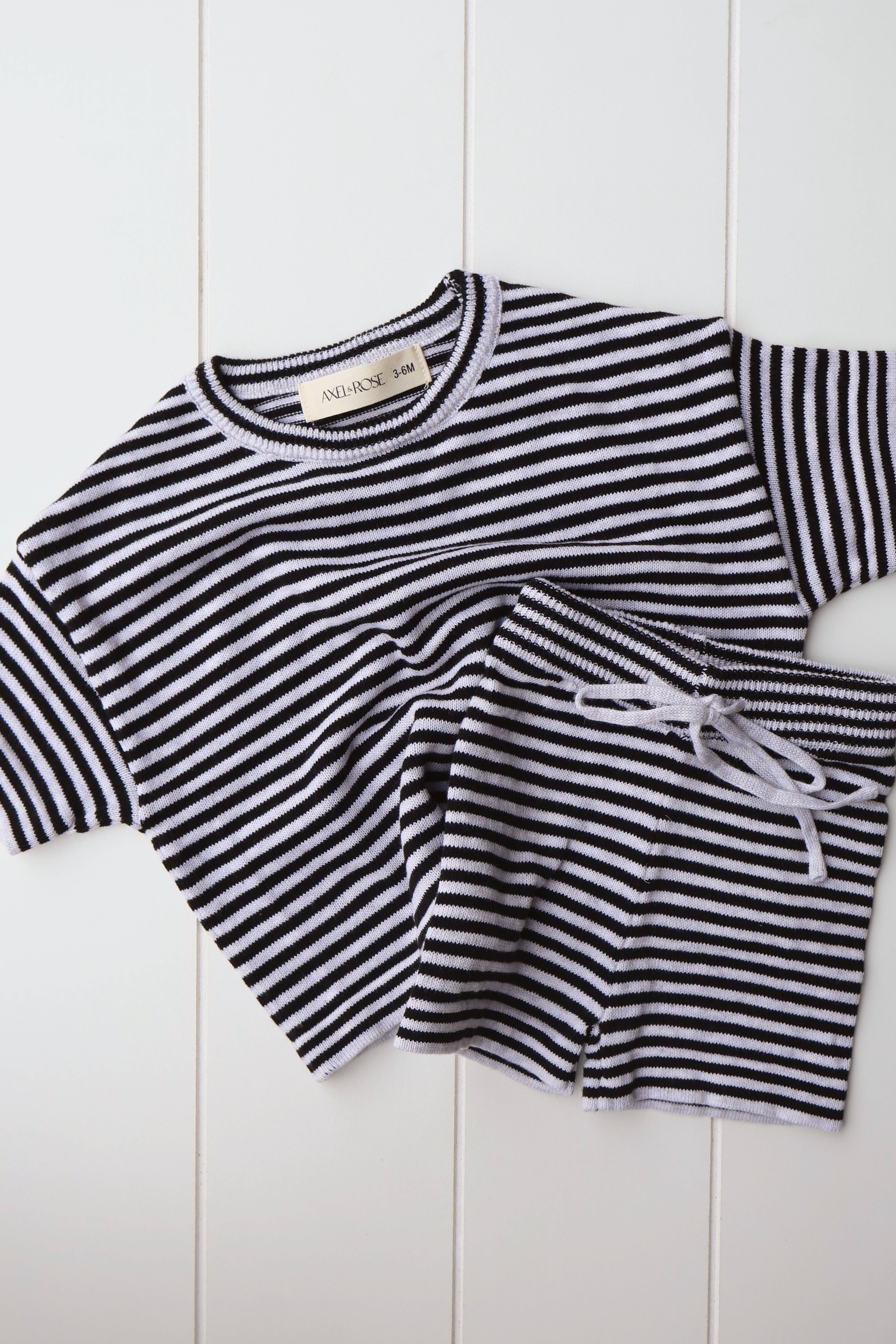 Axel & Rose – wholesale Topp- och shortsset – Barn – Vårigt randigt tvådelat set2