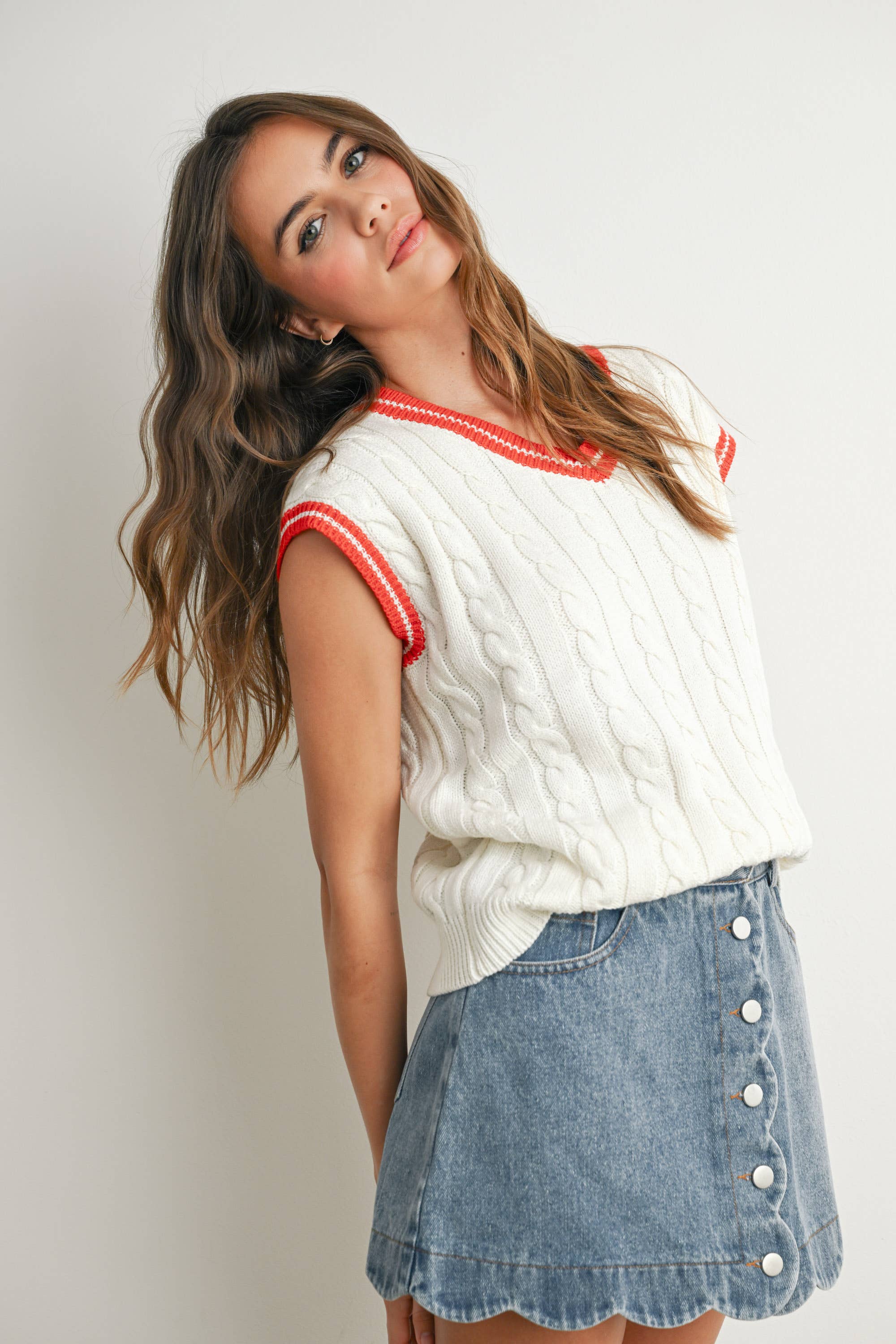 BUTTERMELON - Wholesale Sweater Vest - Women's - Knitted Sweater Vest - BMW7708 16