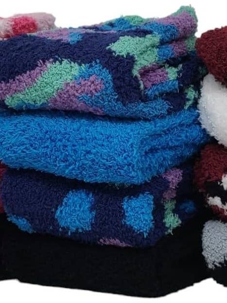 12 Pairs of Women's Cozy Fuzzy Slipper Crew Socks for wholesale by I-Wear Brands