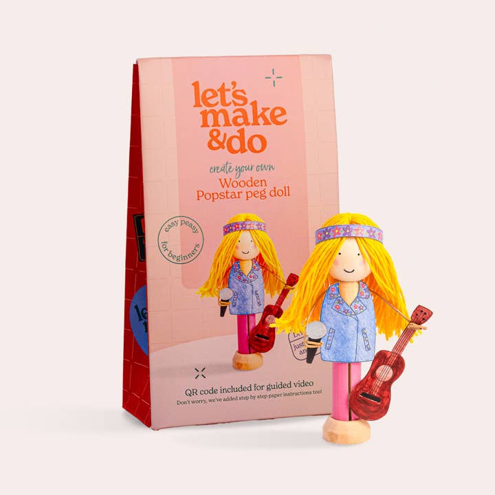 Create Your Own Popstar Wooden Peg Doll Kit for wholesale by Let's Make & Do