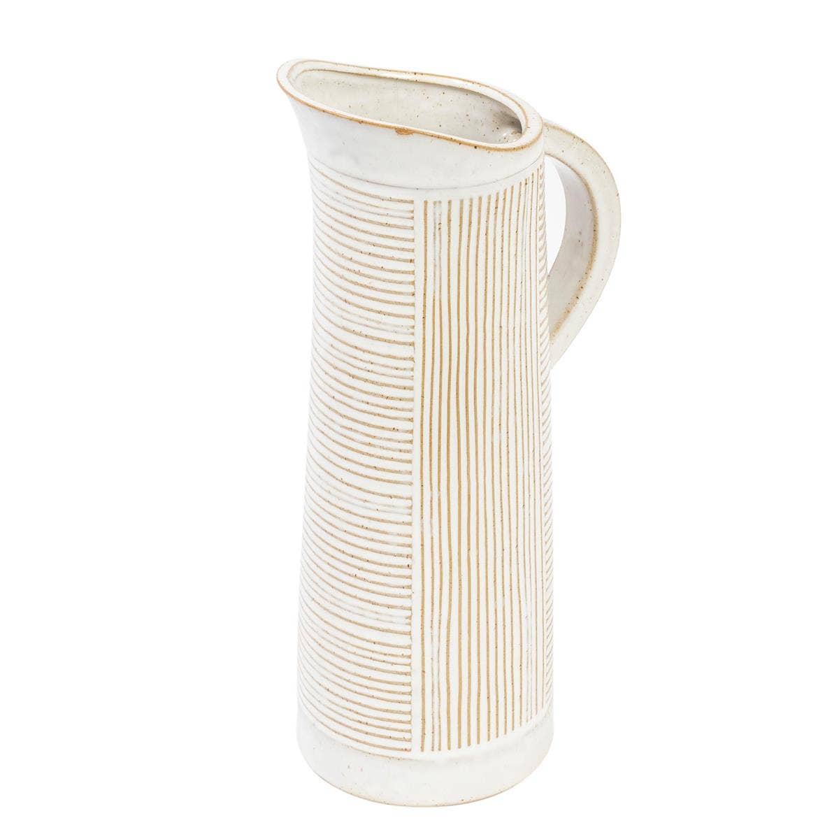 Truu Design - Wholesale Vase - Truu Design Lines Pitcher Vase, 10.6"H, White Ceramic1