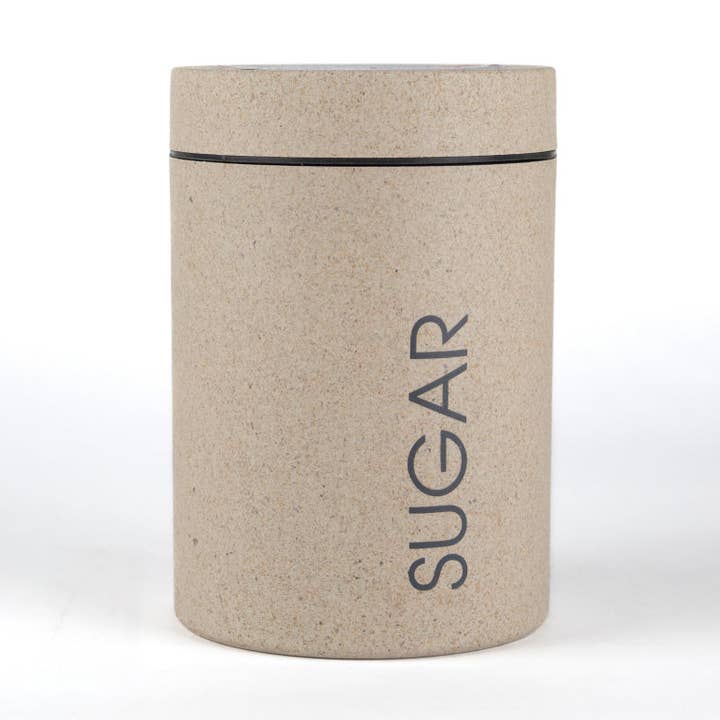 Sustainable Small Bamboo Sugar Canister Seashell Color 24 oz for wholesale by Loopy Products