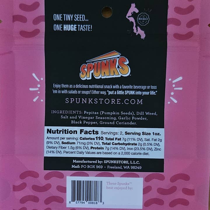 SPUNKS 'pumpkin seeds with a kick' - Wholesale Seeds/Kernels - SPUNKS Dill Pickle Kick 2 oz. 1