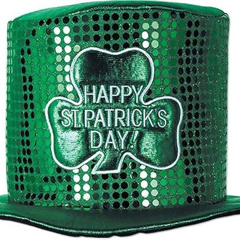 Green Glitz & Gleam Sequin fabric St. Patrick's Day hat for wholesale by Caufield's Novelty