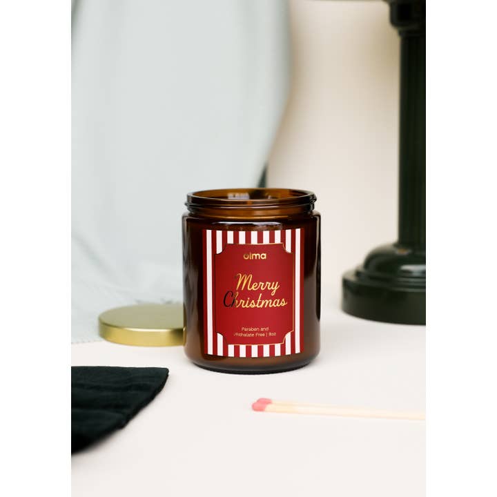 JaxKelly Candles - Wholesale Jar/Filled Candle - Merry Christmas - Holiday Christmas Candle - 9oz Amber2