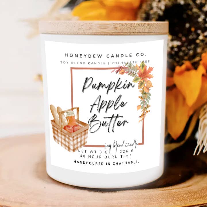 Pumpkin Apple Butter 8 oz Candle for wholesale by Honeydew Candle Co.