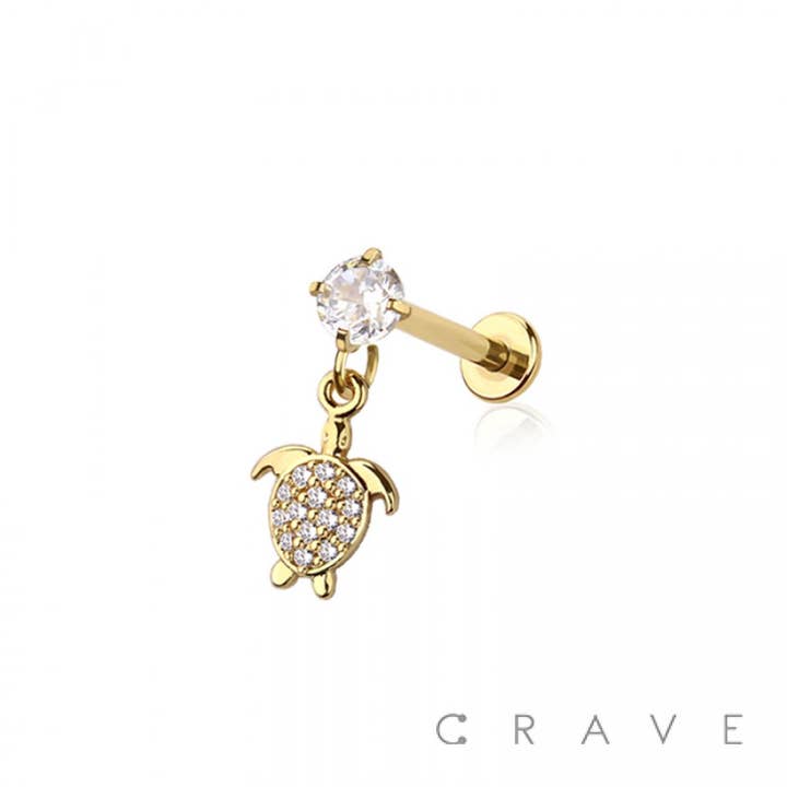 CRAVE - Wholesale Single Earring - SEA TURTLE 316L SURGICAL STEEL INTERNALLY THREADED LABRET