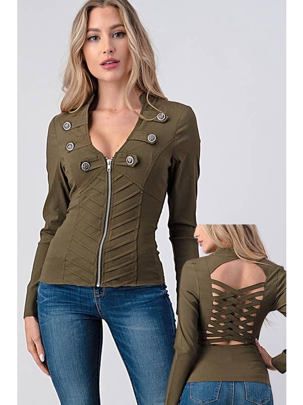 Lydia USA - Vente Veste – femme - Veste militaire à boutons5