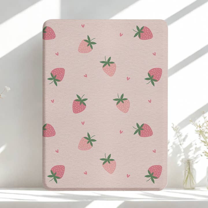 Strawberry Fields Kindle Case | Built in Hand Strap & Back Magnets for wholesale by StickieTech