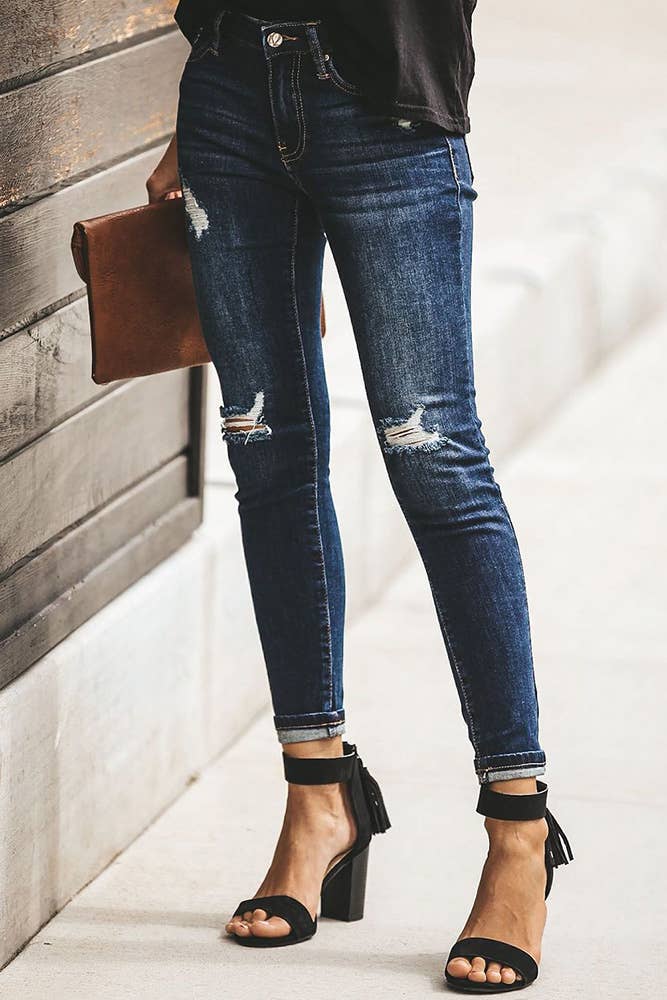 UNISHE - Wholesale Jeans - Women's - Distressed Ripped Slastic Skinny Jeans XXL0218