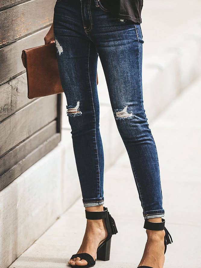 UNISHE - Wholesale Jeans - Women's - Distressed Ripped Slastic Skinny Jeans XXL0218