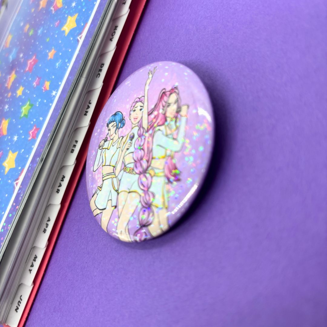 Kish B. Designs - Vente Épinglettes/boutons - Huntrix| KPop| Chasseurs de démons| Grand| Badge à épingle2