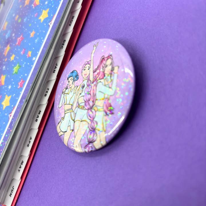 Kish B. Designs - Wholesale Lapel Pin/Button - Huntrix| KPop| Demon Hunters| Large| Pin Back Button2