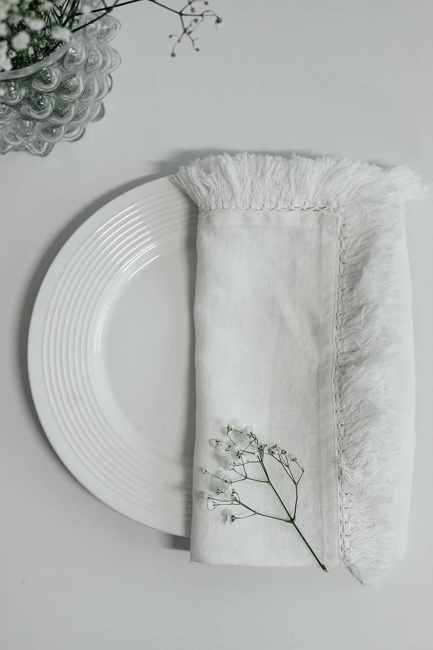 Linen Way Inc. - Wholesale Dinner & Cloth Napkin - Artisan Linen Napkin with Fringed Edges - in 5 colors3
