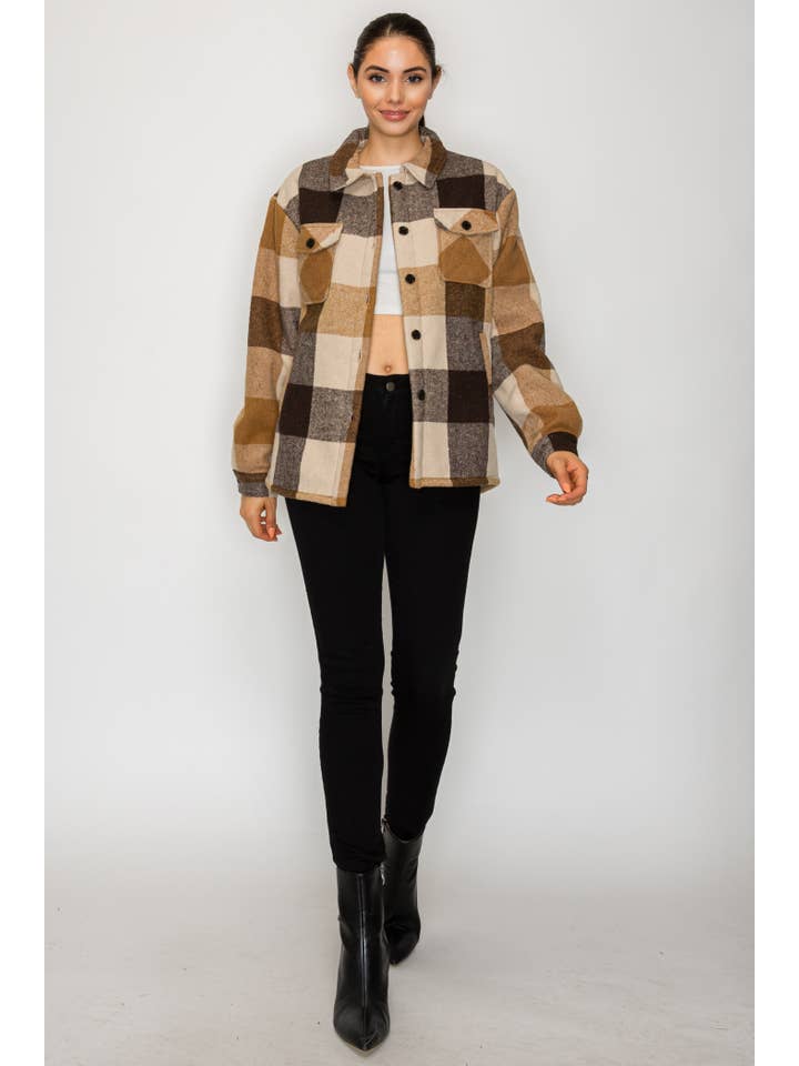 PATRONCITO USA INTERNATIONAL, INC - Wholesale Shirt Jacket/Shacket - Women's - Women Plaid Long Button Shirts Jackets (Shakets) LJ550-20253