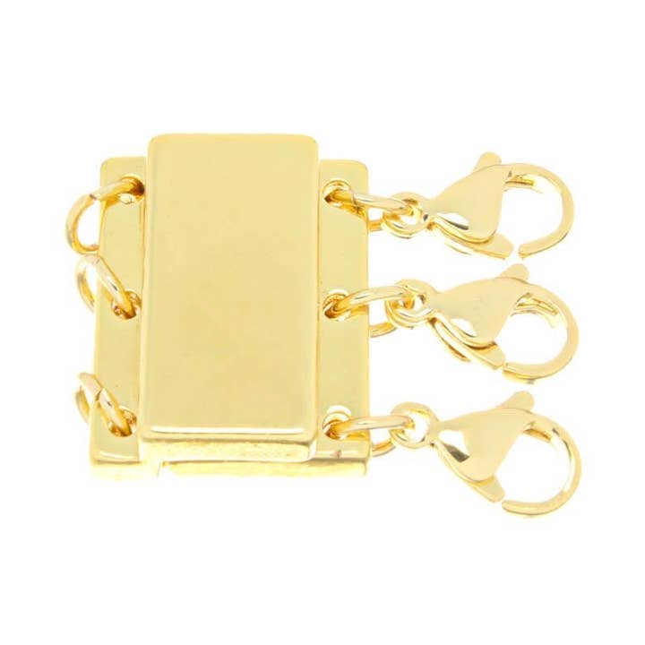 Strong Gold Magnetic Clasp Three Row for jewelry CLG400 for wholesale by Jewel Pledge