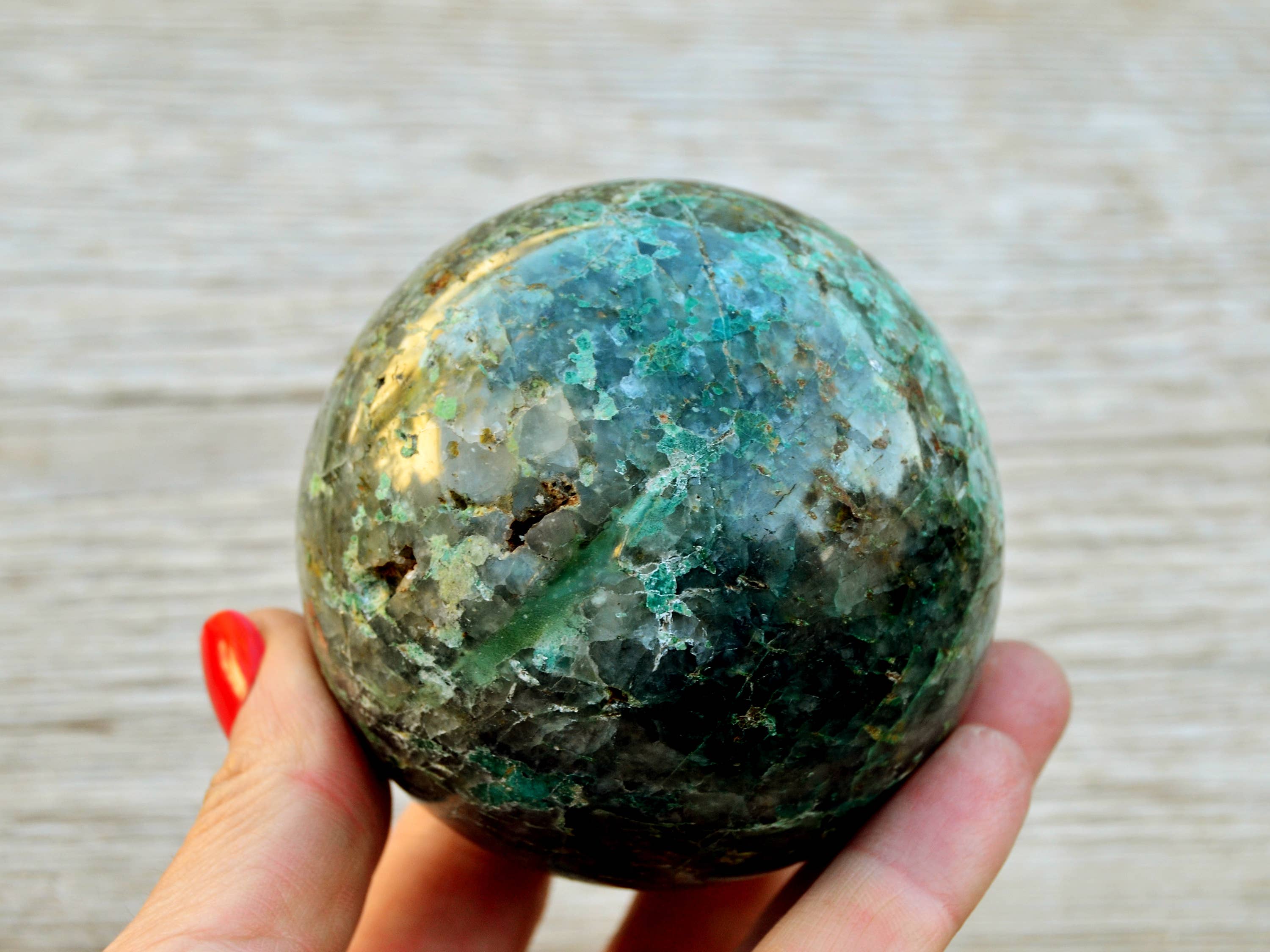 Kaia & Crystals - Wholesale Spiritual Stone/Crystal - XL Chrysocolla Sphere  (65mm - 100mm)0