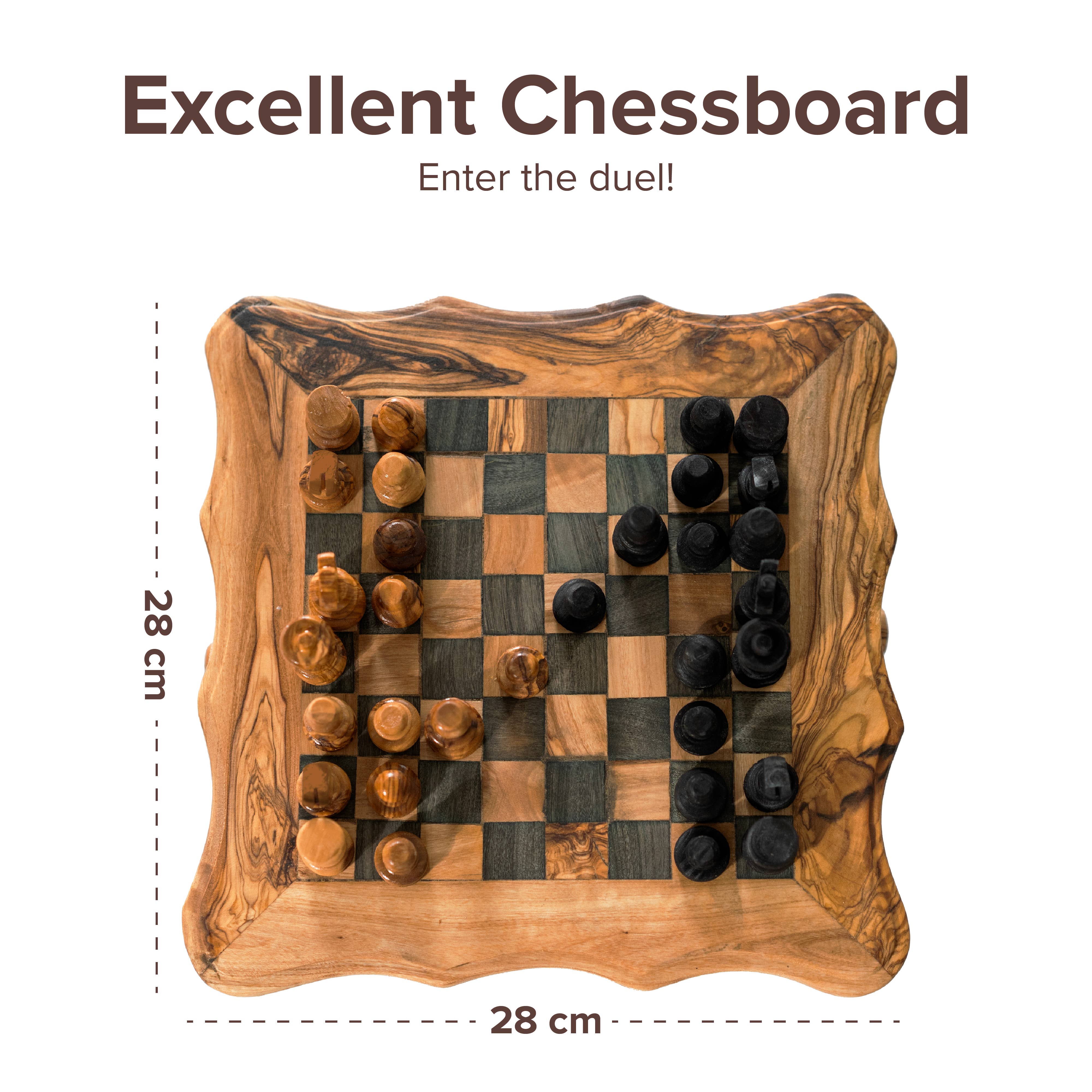 Next Day Shop - Vente Jeux de société - Jeu d'échecs en bois d'olivier fait main, échiquier antique4