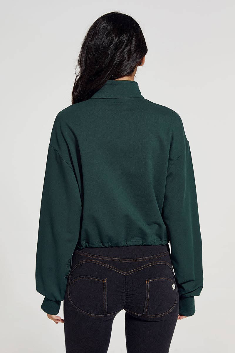 Crave by FW - Wholesale Sweatshirt - Women's - Half-zip Stand-up Collar Sweatshirt - Cropped Design20