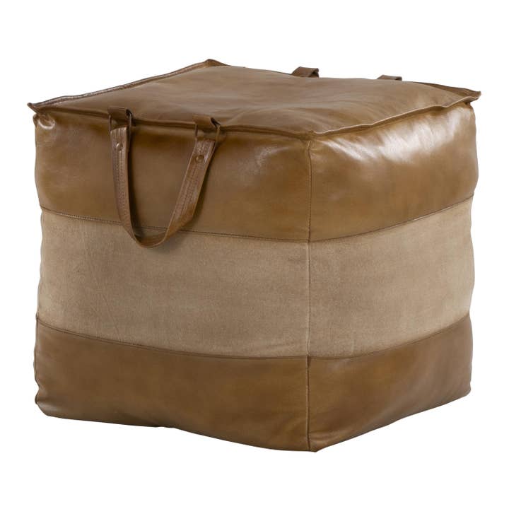 Cobbler Leather Canvas Pouf for wholesale on Faire1