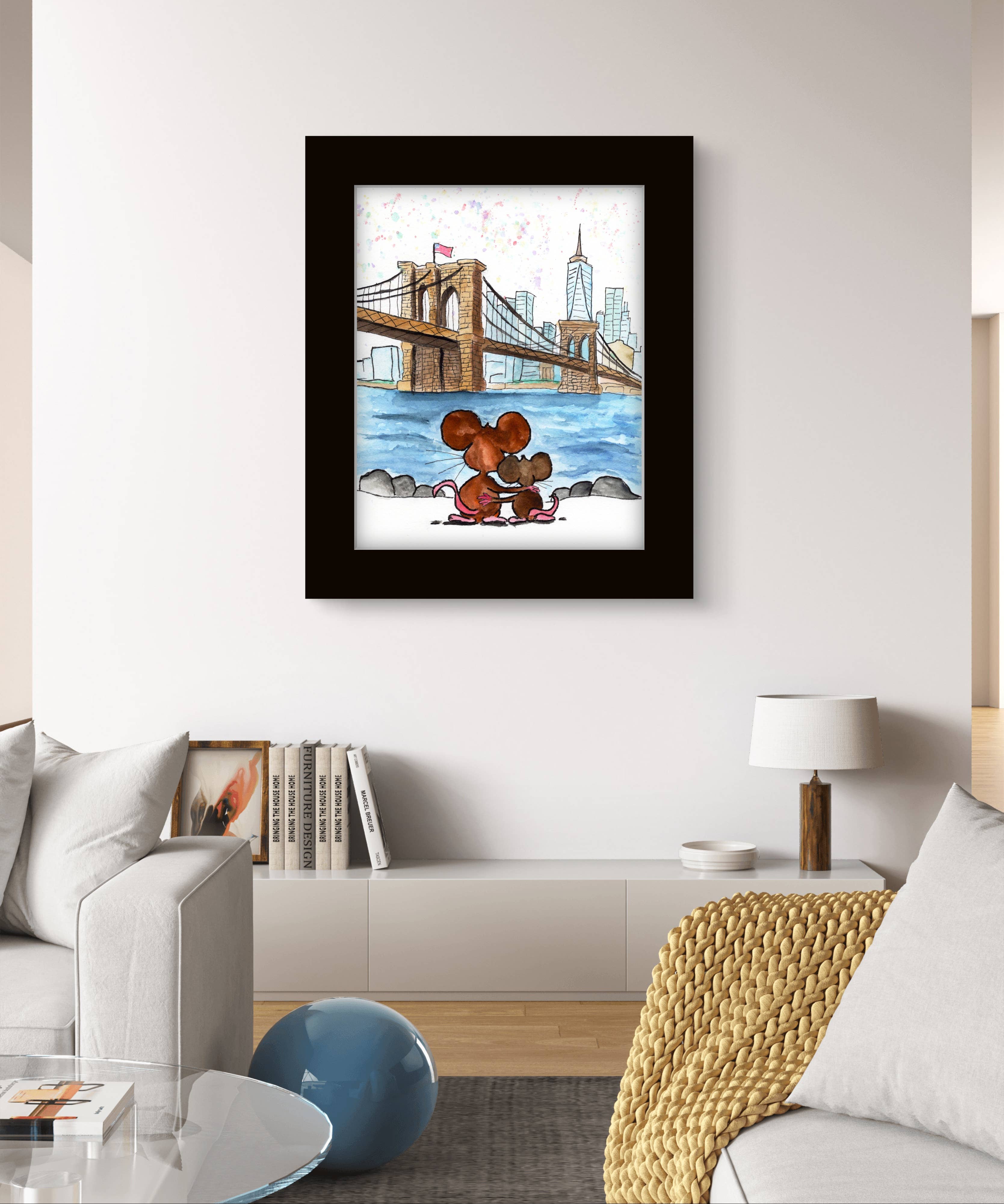 Johnnerdraws - Wholesale Art Print - "Brooklyn-Cheddar Together in Dumbo"-ART Print-HAND PAINTED 1