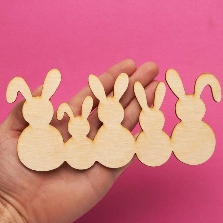 Factory Direct Craft - Wholesale Cutouts - Easter Bunny Family Unfinished Wood Cutout