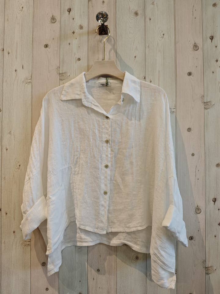 Linen & More - Wholesale Button Down Shirt - Women's - REF 14749 SHORT LINEN SHIRT 100%4