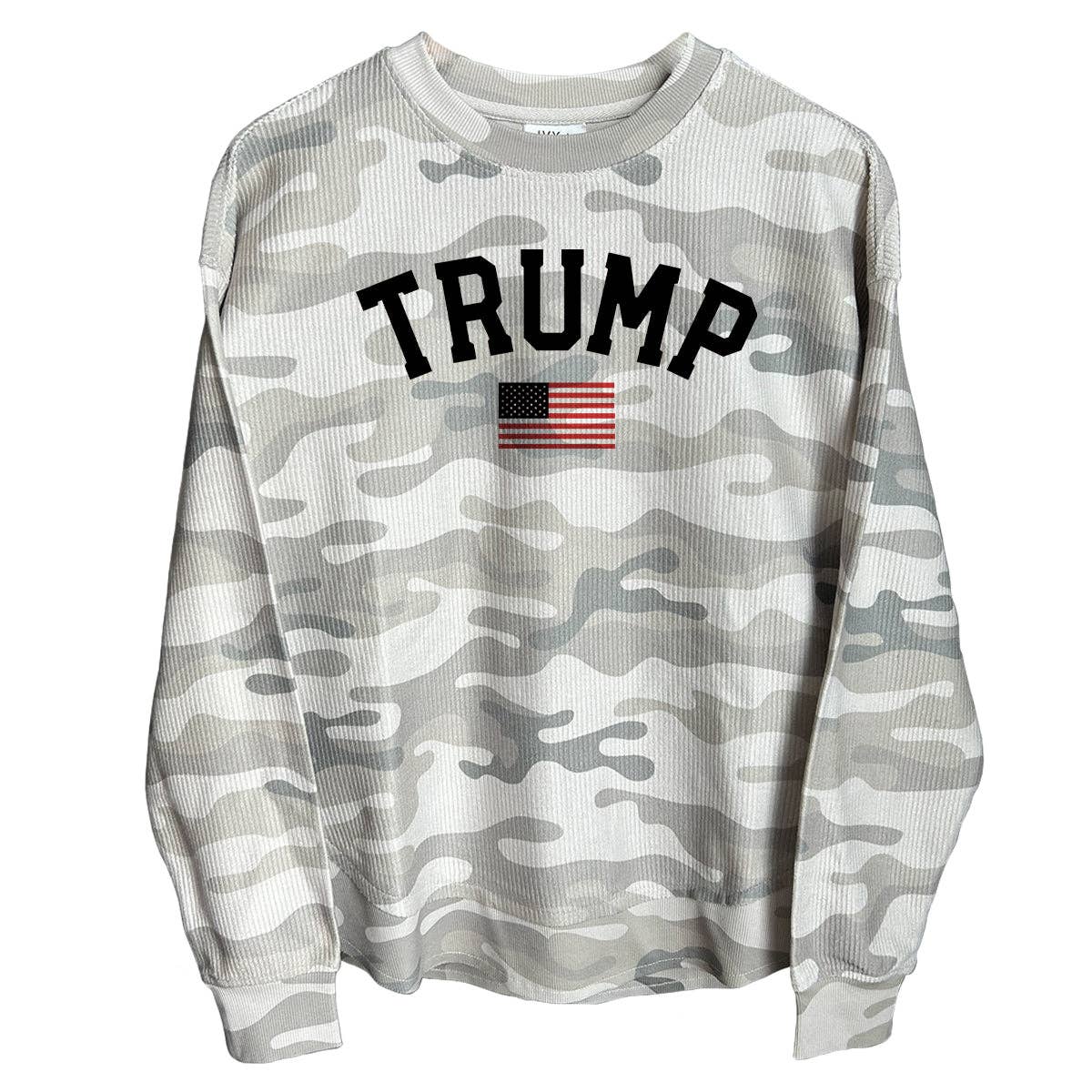 Camouflage léger Poncho à cordon avec drapeau américain Trump 2024 (devant) en vente sur Faire0