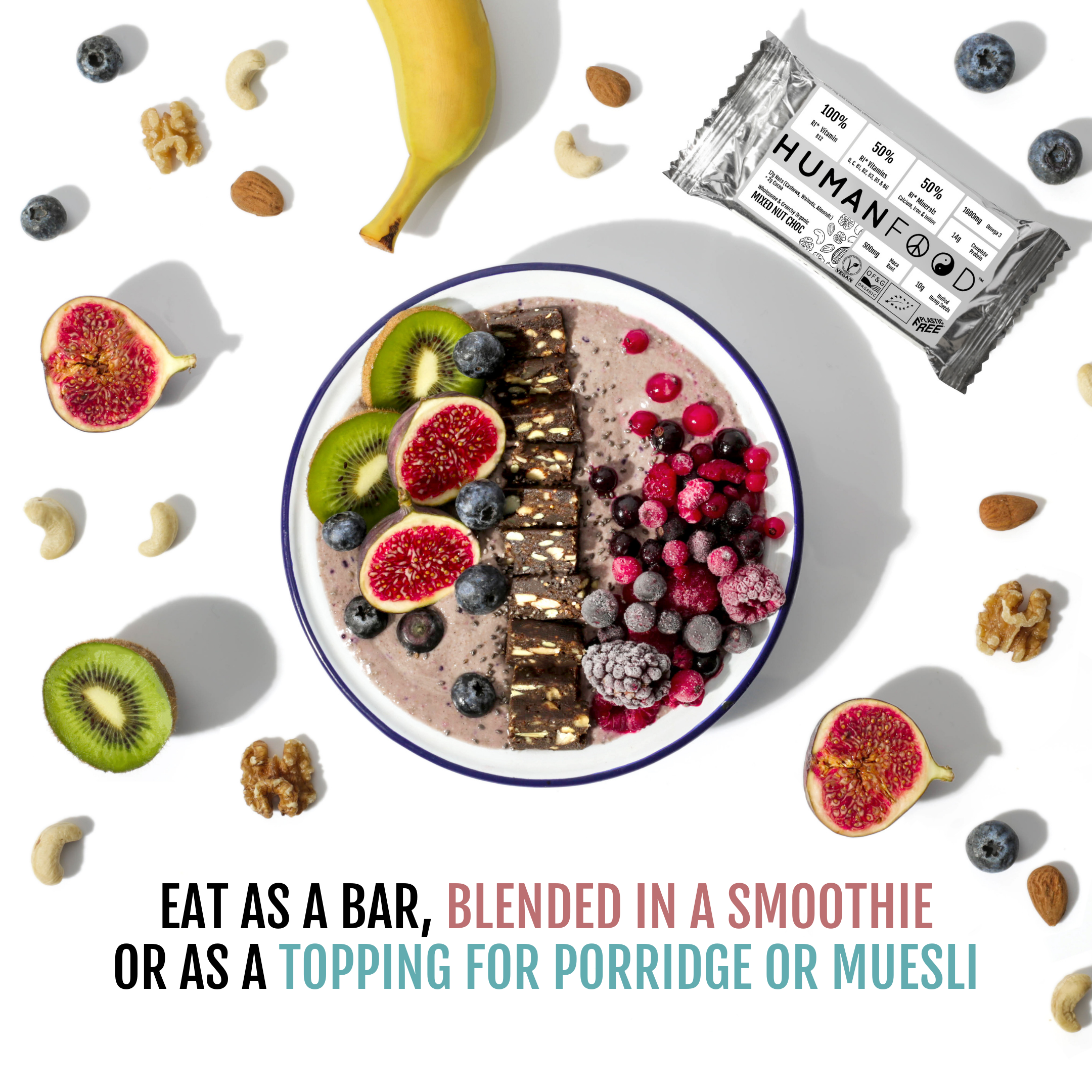 Human Food – wholesale Snack bar – Mixed Nut Choc - Organic Wholefood Bar - Human Food3