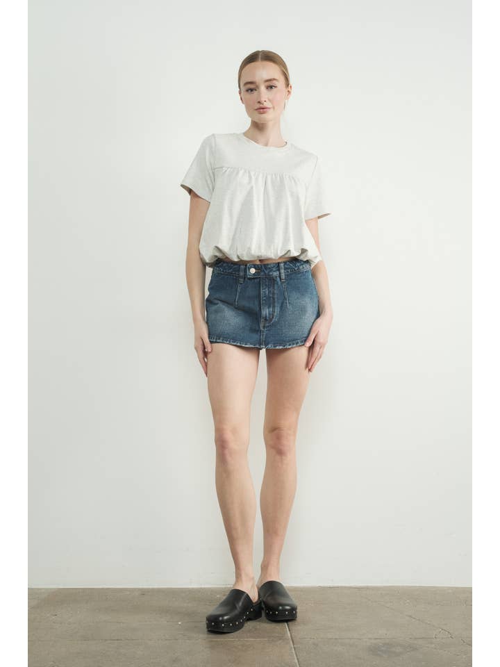 Aaron & Amber - Wholesale T-Shirt - Women's - MAT3226 BUBBLE HEM SHORT SLEEVE T-SHIRTS6