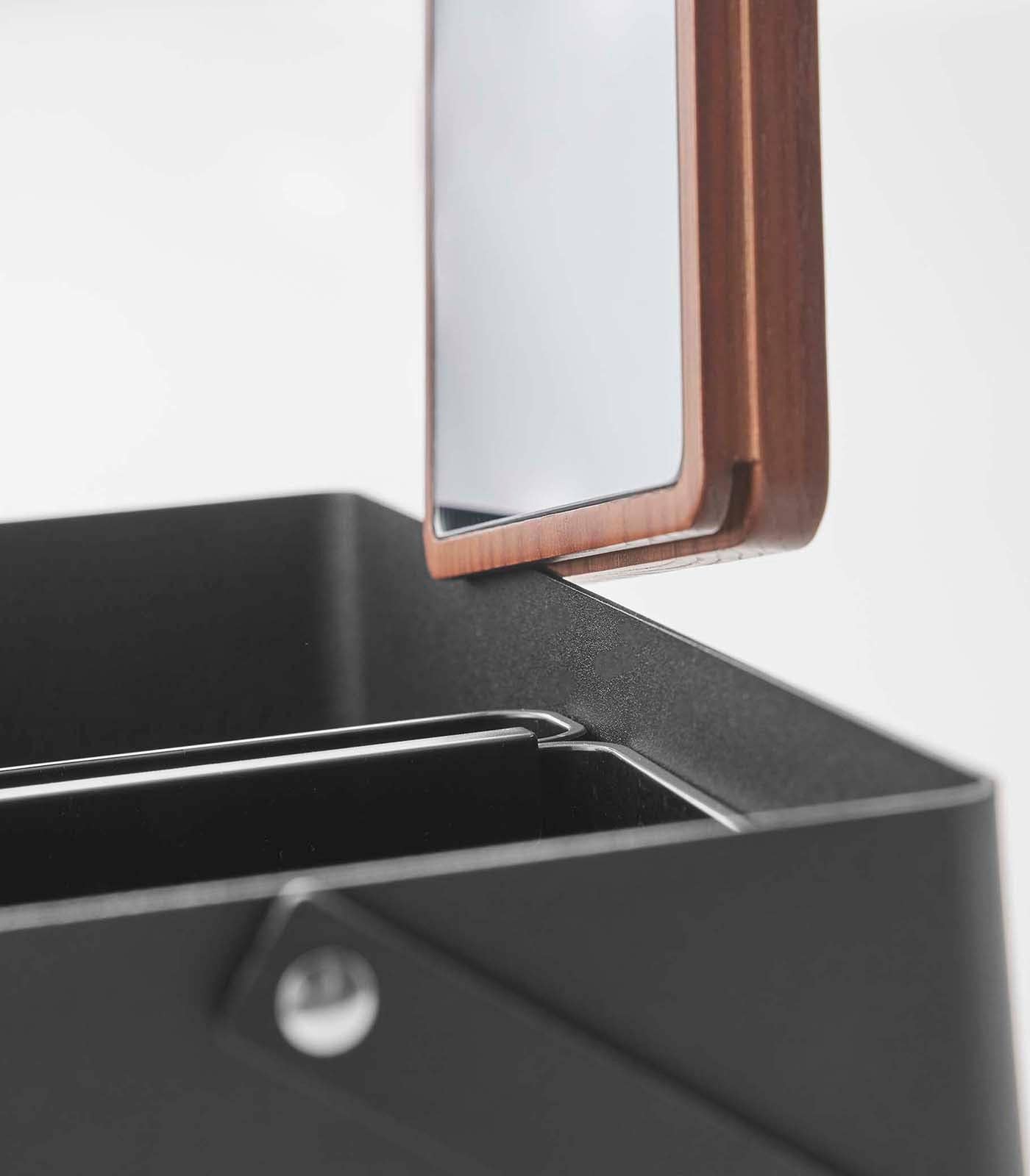 Yamazaki Home - Wholesale Makeup Storage Box - Tower Makeup Organizer with Mirror - Steel + Wood6