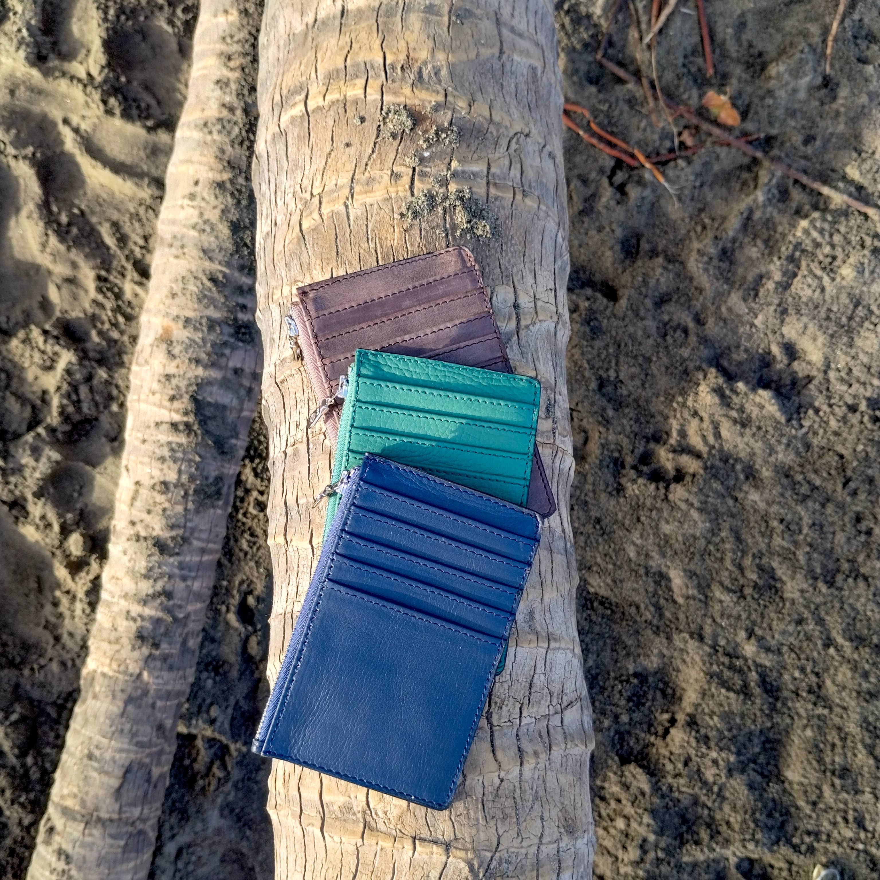 Twin Engine Coffee - Wholesale Wallet - Unisex - Zippered Card Wallet - Mocha Brown - Fair Trade  Leather  9