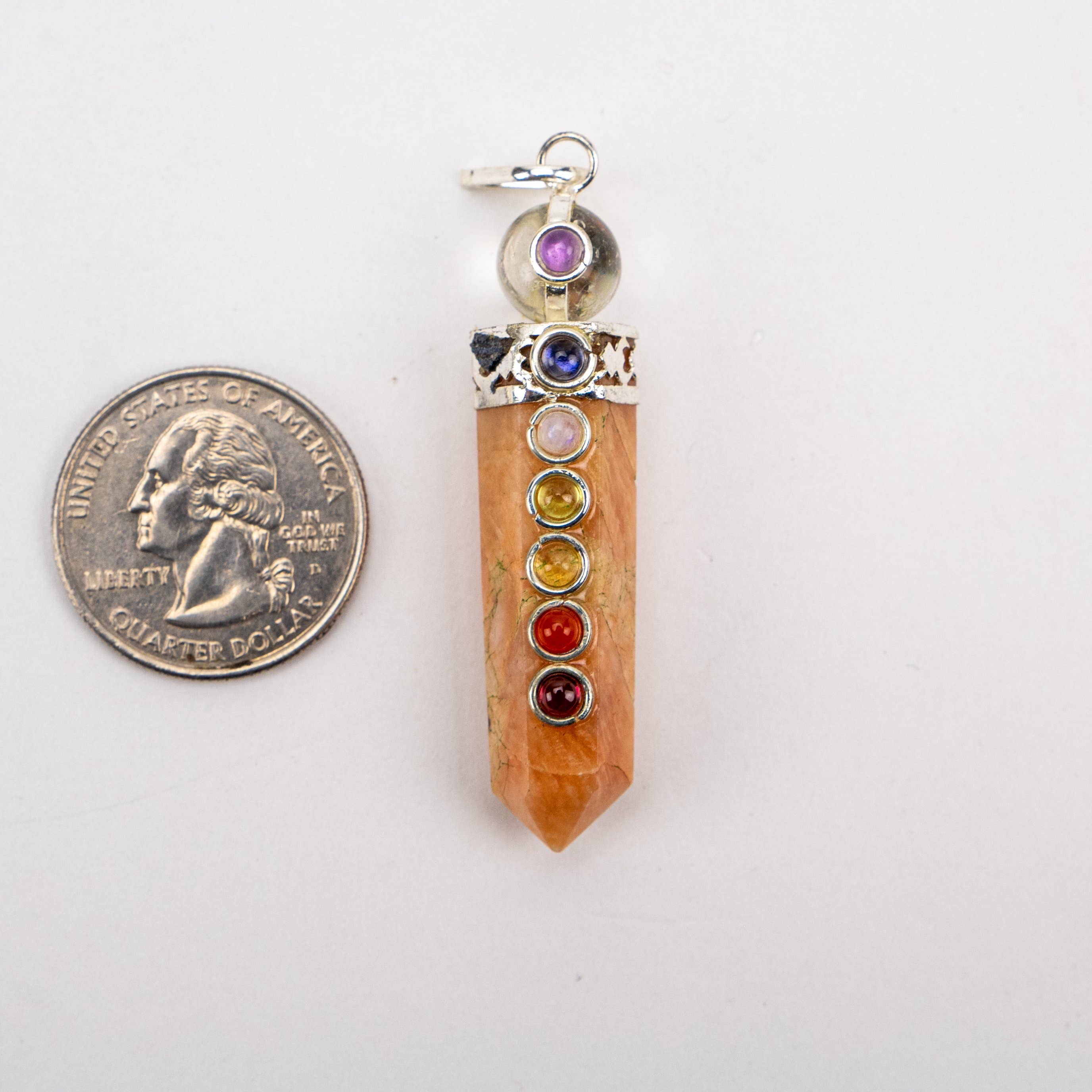 Pelham Grayson Rose - Wholesale Individual Charm/Pendant - Chakra Pencil Point Pendant w/ Crystal Ball | 4mm Cabochons1