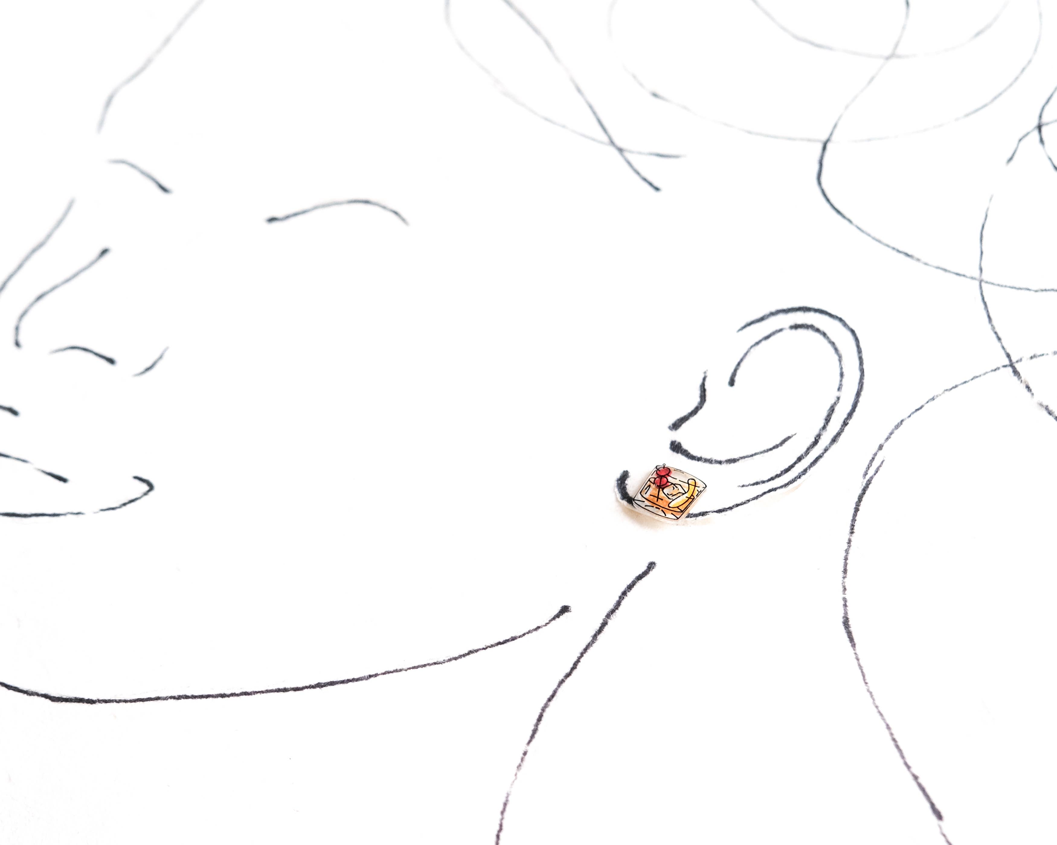 Poptone Co. - Wholesale Knopjes/oorstekers - Ouderwetse cocktailoorbellen | glas whiskydrankjes1