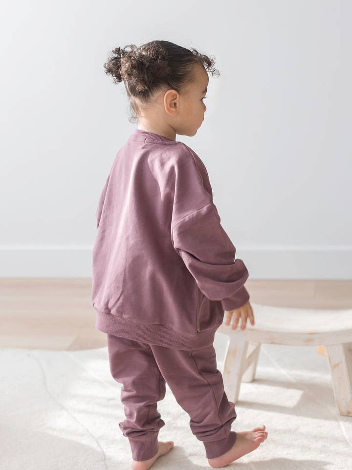 Mila & Co. - Wholesale Lounge Set - Kids - Sweatshirt & Jogger Set | Plum